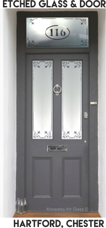 etched glass and wooden door chester