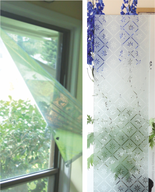 etched glass or plastic window film