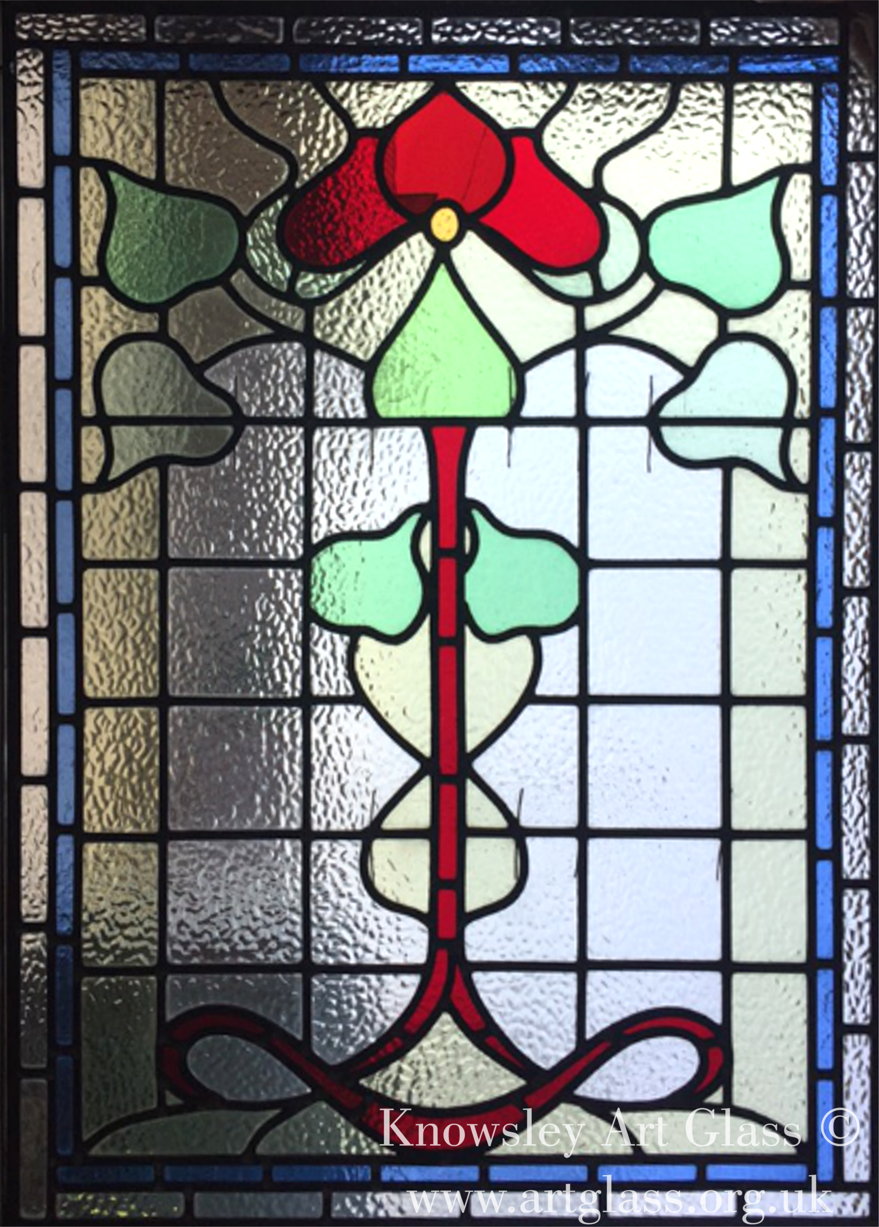 floral leaves stained glass design