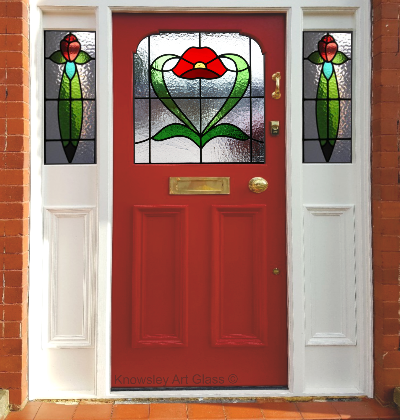 stained glass front wooden door