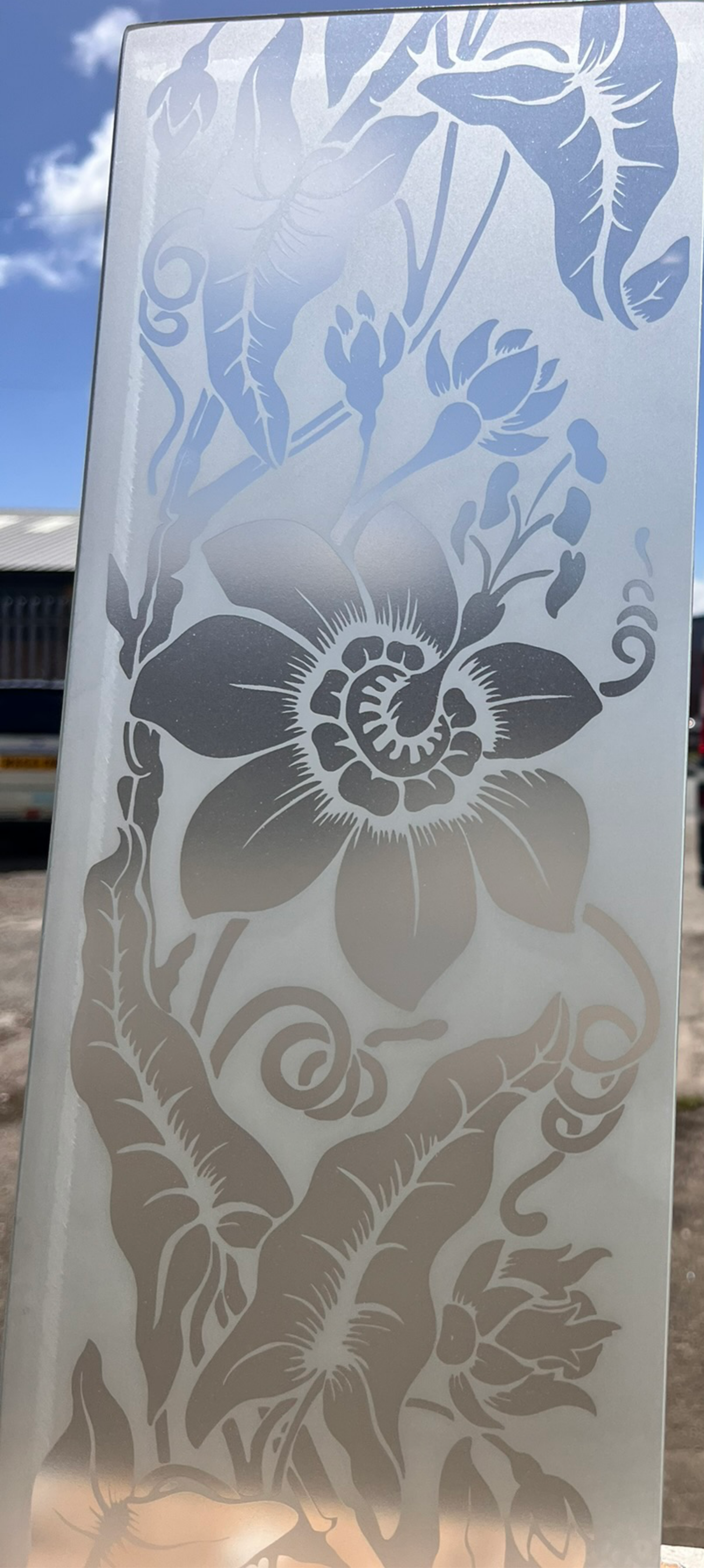 acid etched floral glass