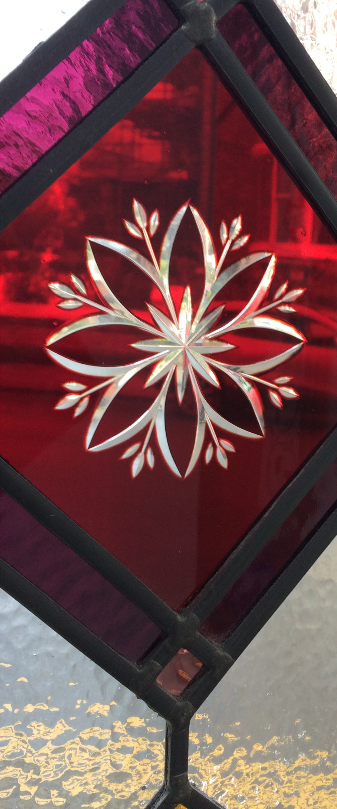 brilliant cut glass stained glass lead panel